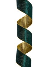 4 X 5Yd Wired Jewel Velvet Ribbon Dark Green Gold