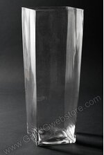 4.75" X 6" X 15.5" TAPERED SQUARE VASE CLEAR