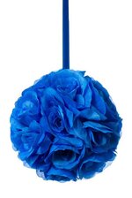 8" ROSE BALL W/RIBBON ROYAL BLUE