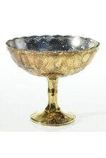 8" X 7" GLASS DESIRAY COMPOTE GOLD