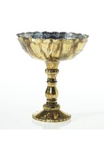 8" X 9.5" GLASS DESIRAY COMPOTE GOLD