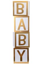 15.5" Baby Wooden Block Letters - Stack of 4 White