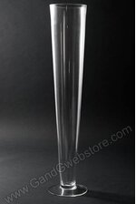 5" X 4.75" X 23.5" FLUTED GLASS VASE CLEAR