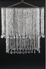 22" TWO TIER SQUARED SPARKLE BEADED CHANDELIER CRYSTAL