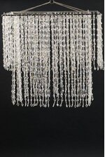 18" TWO TIER SQUARED SPARKLE BEADED CHANDELIER CRYSTAL