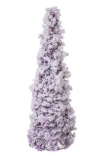 18" FLOCKED TWIG CONE TREE FROSTED WHITE/LAVENDER