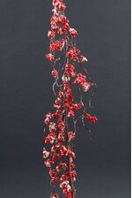 60" PLASTIC CLUSTER BERRY W/SNOW GARLAND RED