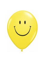 5" ROUND LATEX BALLOON SMILE FACE YELLOW PKG/100