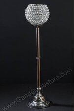 34" CRYSTAL BEAD CANDLE HOLDER SILVER