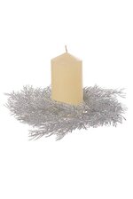 6" GLITTERED PINE CANDLE RING SILVER