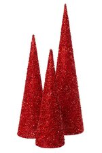 15/18/24" TREE W/GLITTER/SEQUIN/BEADS RED SET/3