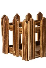 23.5" WOOD PICKET FENCE PLANTER BROWN