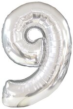 42" NUMBER NINE SHAPE-A-LOON SILVER