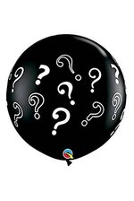 3FT ROUND QUESTION MARKS LATEX BALLOON ONYX BLACK PKG/2