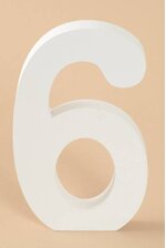 8" WOODEN NUMBER 6 WHITE