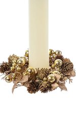 3" BALL,CONE, LEAF CANDLERING (GOLD)