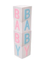 10" Baby Wooden Block Letters - Pack of 4 - Pink/Blue/White