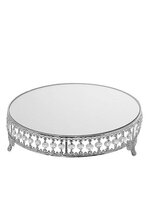 12" METAL MIRROR CAKE STAND W/CRYSTAL SILVER