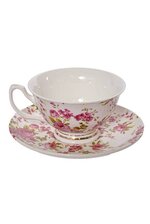 Tea Cup w/ Saucer Set of 6 - White/Purple