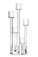 5-LITE GLASS CANDLE HOLDER STAND CLEAR