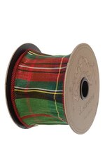 2.5" X 10YDS WIRED FAUX DUPION TRADITION TARTAN RED/KELLY GREEN