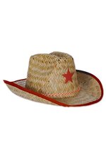 14"x 7" CHILD COWBOY HATS W/STAR & CHIN STRAP (PKG/3) RED