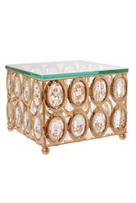 7.5" SQUARE CAKE STAND W/CRYSTAL GOLD