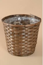 12" X 11" STAINED BAMBOO PLANTER BROWN