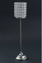20" BEADED CANDLE HOLDER SILVER/CLEAR
