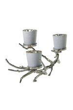 22" X 10.5" X 11" WILDWOOD CANDLE HOLDER SILVER