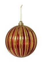 150mm Glitter Stripe Mercury Ball Ornament Red/gold Pkg/2
