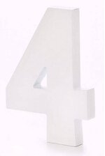 6" WOODEN NUMBER 4 WHITE