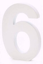6" WOODEN NUMBER 6 WHITE