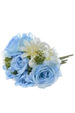 11" GERBER ROSE HYDRANGEA BOUQUET BLUE/WHITE