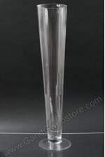 6.25" X 30.5" GLASS FLUTED VASE CLEAR