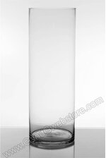 8" X 24" CYLINDER GLASS VASE CLEAR CS/4