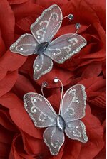 2.25" WIRED DECORATED BUTTERFLY SILVER PKG/20