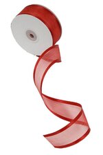 WIRED SHEER RIBBON W/SATIN EDGE RED #12