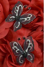 2.25" WIRED DECORATED BUTTERFLY BLACK PKG/20