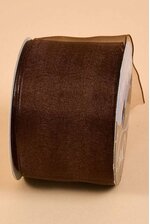 2.5" X 25YDS WIRED ENCORE SHEER RIBBON CHOCOLATE