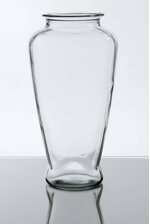 12.5" SQUARE MING GLASS VASE CRYSTAL CLEAR