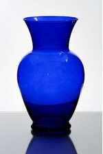 11" SPRING GARDEN GLASS VASE COBALT BLUE
