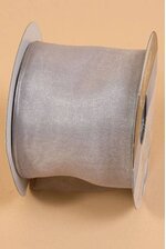 2.5" X 25YDS WIRED ENCORE SHEER RIBBON SILVER