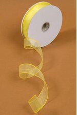 1.5" X 50YDS WIRED SHEER SPRING RIBBON YELLOW #9