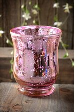 4" MERCURY GLASS CANDLE HOLDER PINK