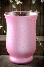 6" FROSTED MERCURY GLASS CANDLE HOLDER PINK