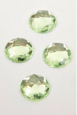 14MM ACRYLIC FLAT BACK FACETED RHINESTONE APPLE GREEN PKG/80 APPROXIMATELY