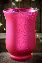 6" FROSTED MERCURY GLASS CANDLE HOLDER FUCHSIA