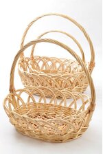 12"/13"/15" OVAL WILLOW BASKET W/HANDLE NATURAL SET/3