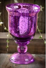 6" MERCURY GLASS CANDLE HOLDER FUCHSIA